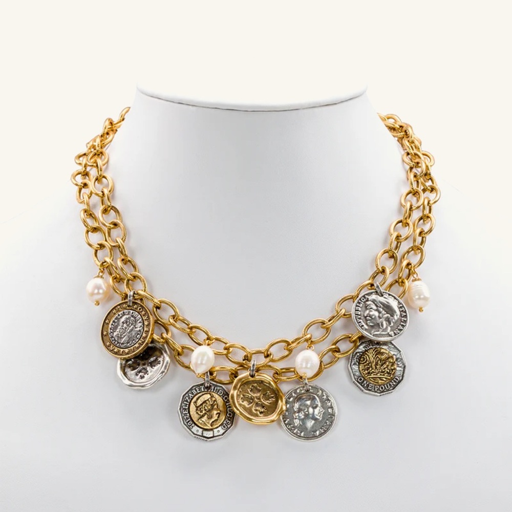NWT Patricia Nash World Coin Necklace and Key Std earrings set